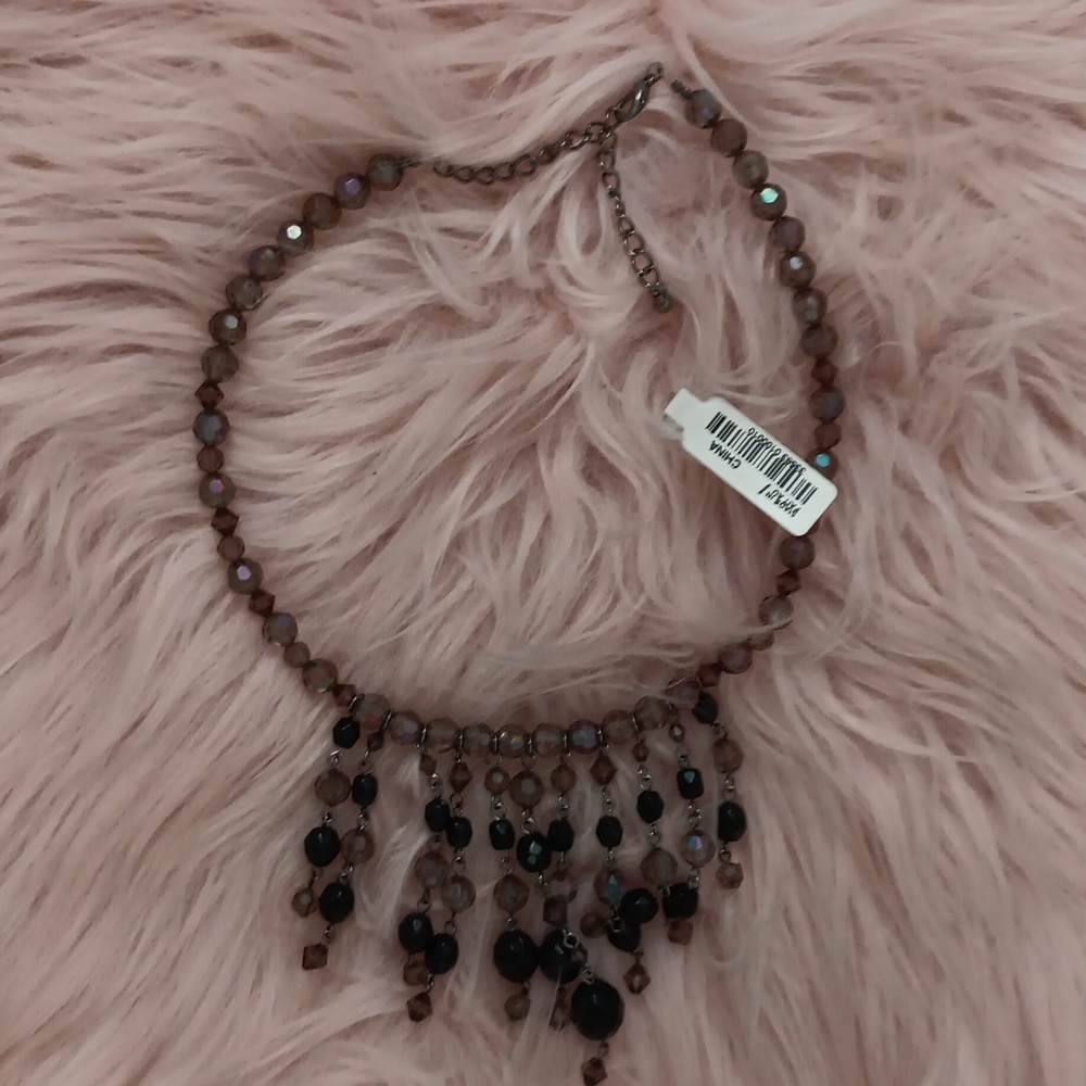 Brand New Y2K Le CHATEAU DANGLE BEADED IRREDESCENT CHOKER Necklace